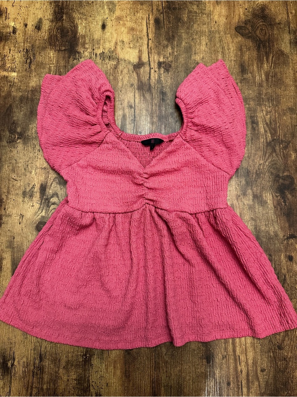 NOBO Pink Textured Flutter-Sleeve Tunic Top #260